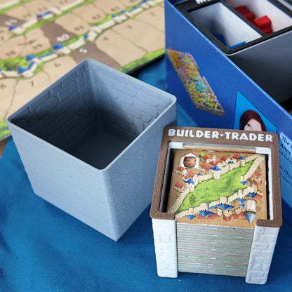 LegendaryMakes Carcassonne Stone & Marble Ruins Gridfinity Organizer – Crisp Skranji engraved labels in white PLA Builders Traders and bin