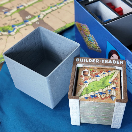 LegendaryMakes Carcassonne Stone & Marble Ruins Gridfinity Organizer – Crisp Skranji engraved labels in white PLA Builders Traders and bin