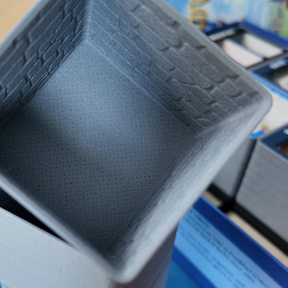 LegendaryMakes Carcassonne Stone & Marble Ruins Gridfinity Organizer – dark stone bins with textured bottom