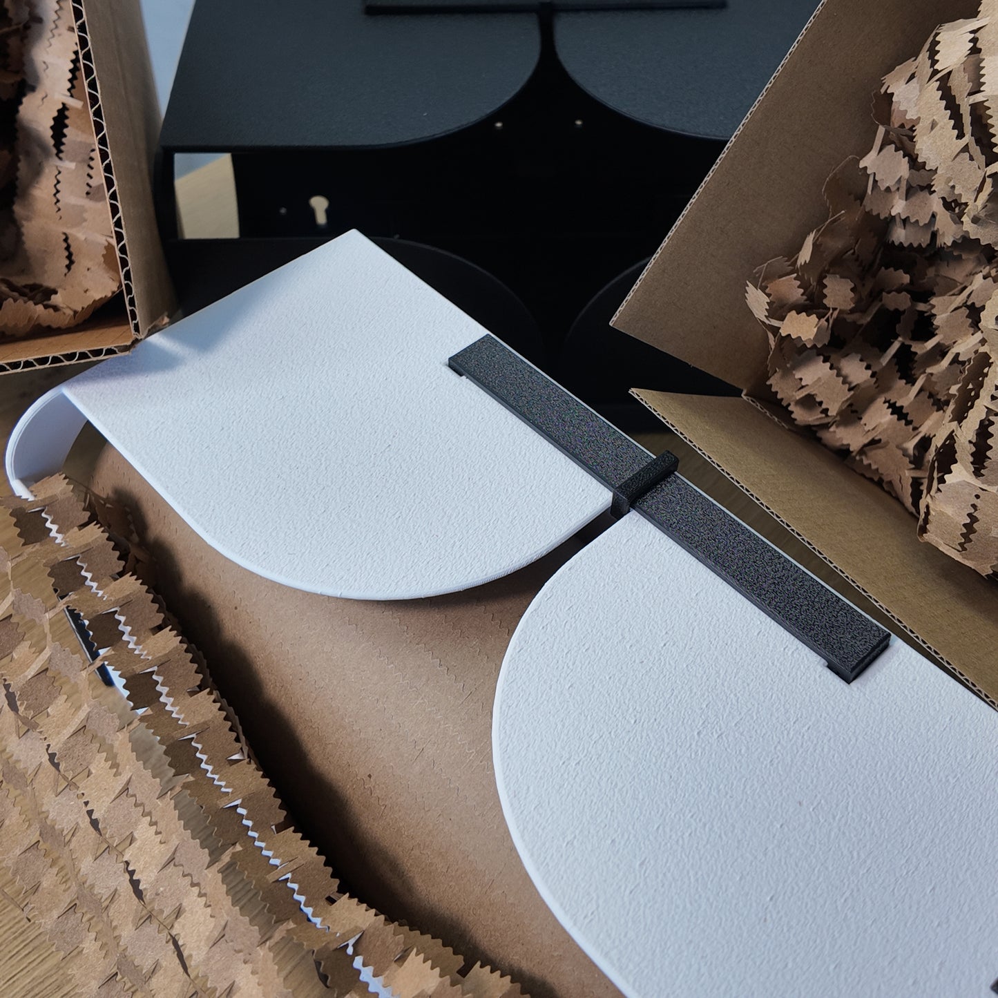 Legendary Makes Cushion Lock Protective Wrap Holder Box for 12" x 175 ft Rolls – Curved Tear Channel with Controlled Stretch – Wall or Desk Mount – 3D Printed PETG